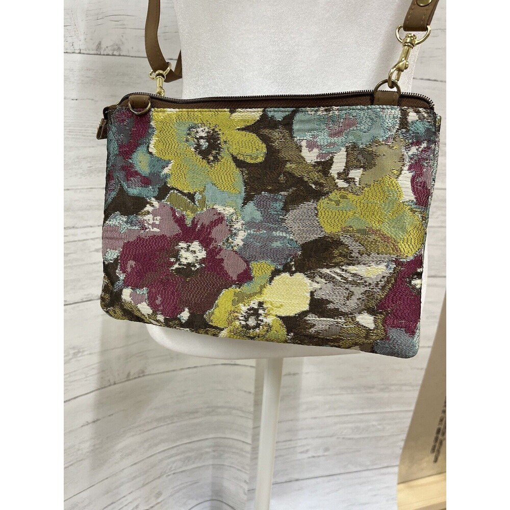 Danny K‎ Floral Tapastry shoulder strap crossbody purse Green, blue, Burgundy